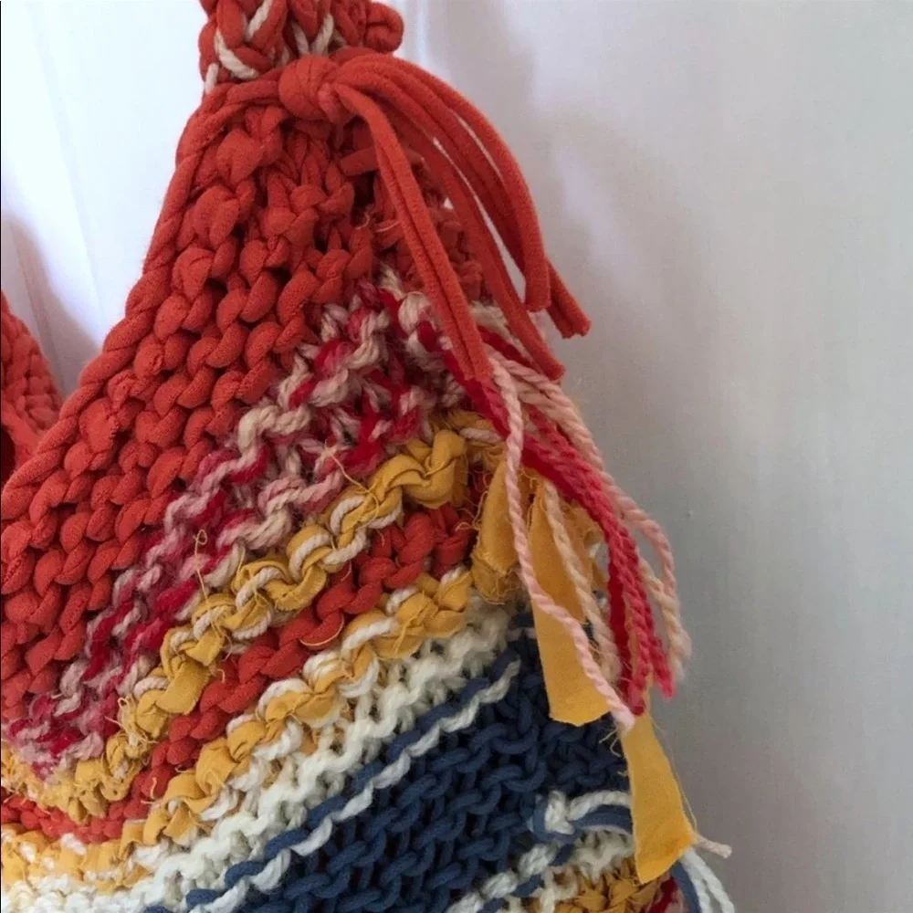 NWT Free People Northbound Hobo Bag Cotton Crochet Multicolor Shoulder Bag Tote